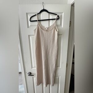 H&M Textured Cream Midi Dress